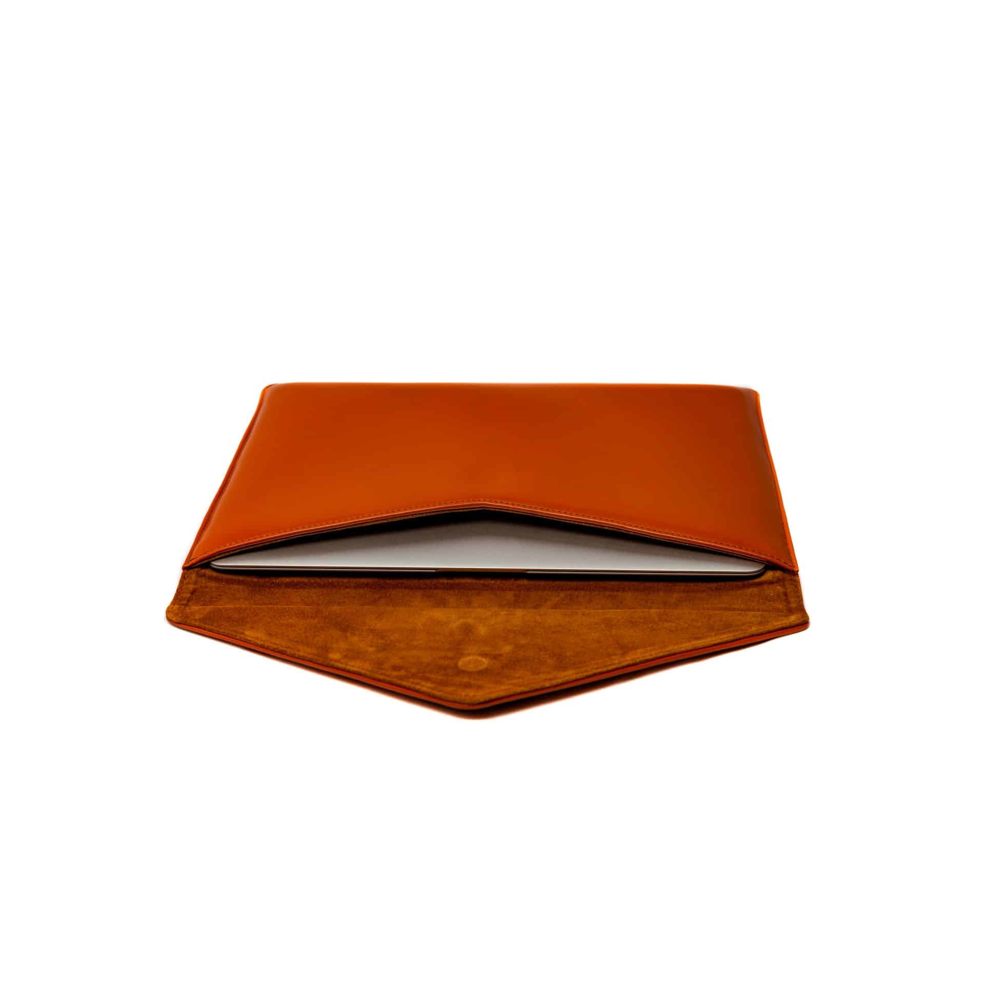 Husa pentru MacBook Air Gold 12 inch, Poetik, Piele Naturala, Portocaliu