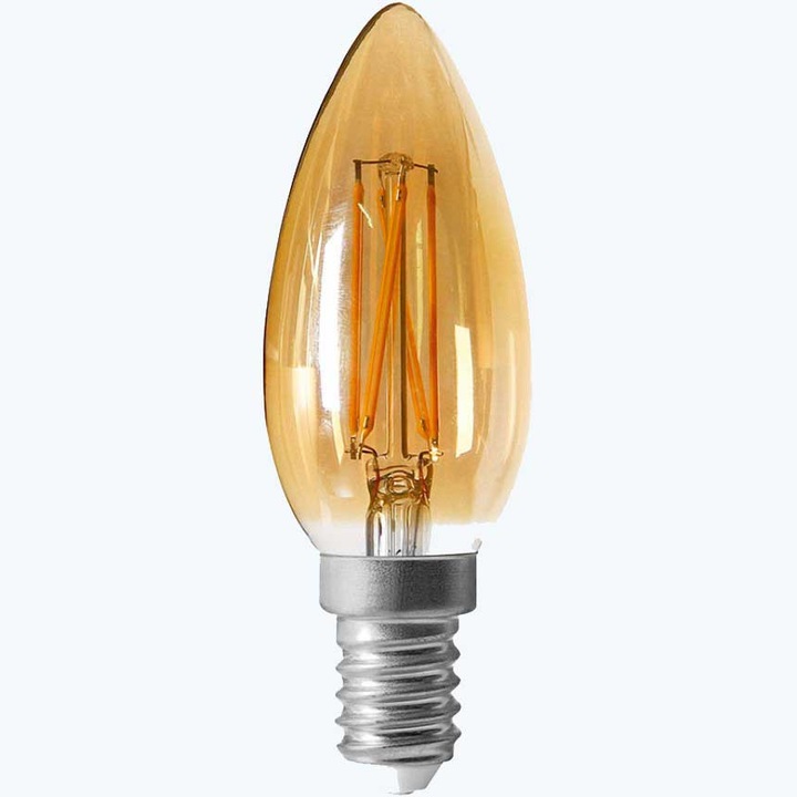 Led лампа FILAMENT 4W 220V E14 C35 шишарка Gold 2200K