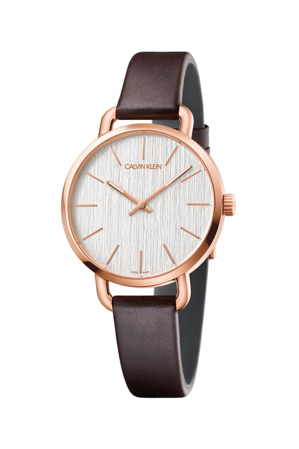 Calvin Klein, Ceas quartz cu o curea de piele, Maro/Auriu rose