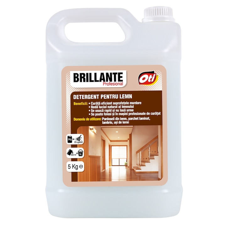 Detergent profesional pentru lemn Brillante, 5L