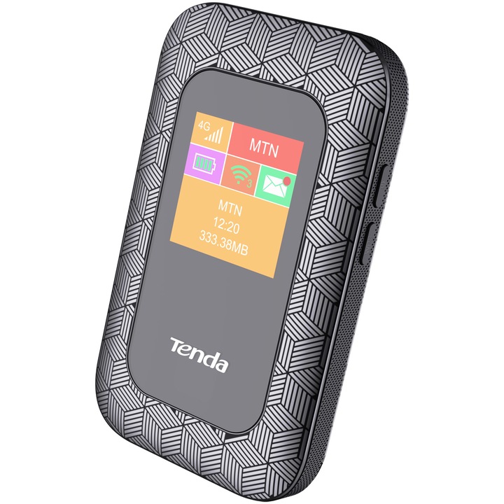 Безжичен рутер Tenda 4G185, 4G/3G, Преносим, 150 Mbps, OLED дисплей, Батерия 2100mAh