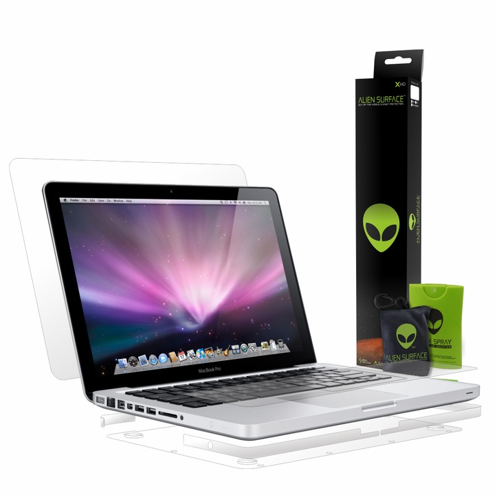 Alien Surface XHD, Apple MacBook Pro 15" Unibody 2008-2009, teljes védőfólia + ajándék Alien Fiber