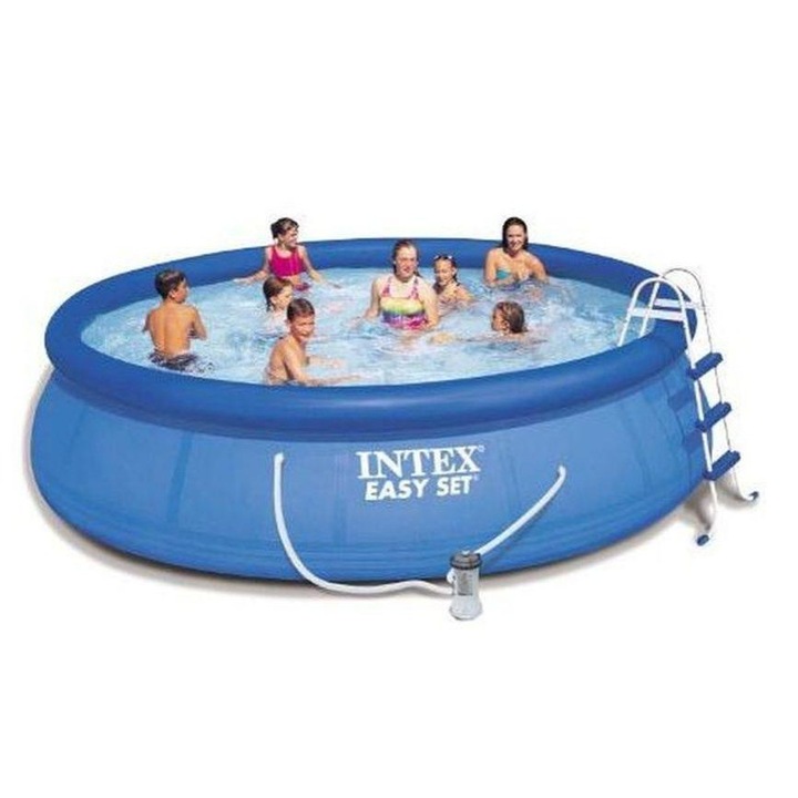 Steinbach 7400617 INTEX Easy Set GS családi medence szett, átmérő 457x107 cm, papírszűrő, létra, talaj+medencetakaró Többszínű