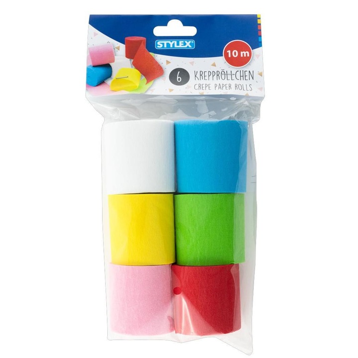 Set 6 role hartie creponata Stylex, 5 cm x 10 m