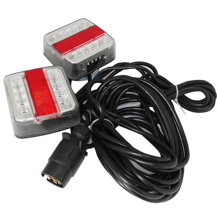 Set de stopuri LED cu cinci functii, 12V, cu magnet si cablu, pentru remorci, platforme, rulote si altele. - 7.5 m