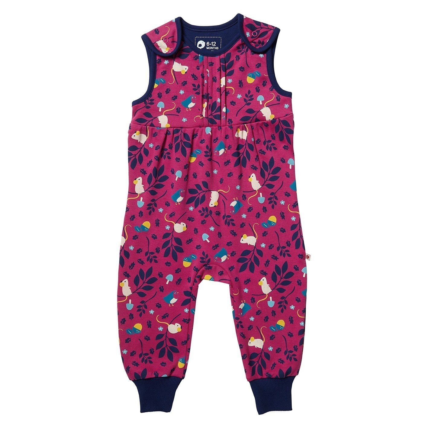 Salopeta fara maneci, pantaloni lungi, bumbac organic, Mouse Print, Multicolor, 98 CM