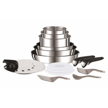 Set de oale si tigai Tefal® L94096 Ingenio Préférence, 15 piese, otel inoxidabil, argintiu/negru Set de oale si tigai Tefal® L94096 Ingenio Préférence, 15 piese, otel inoxidabil, argintiu/negru