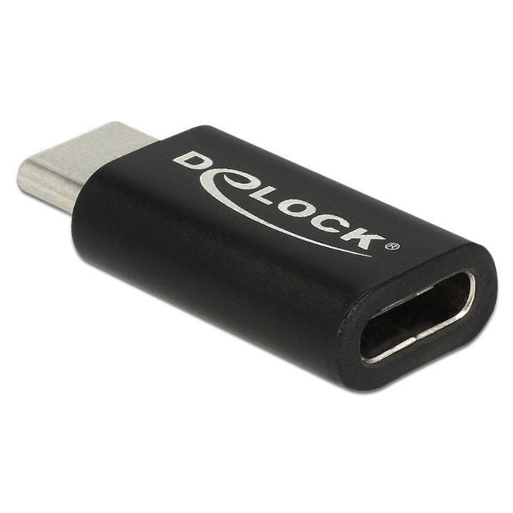 Delock SuperSpeed USB 10 Gbps (USB 3.1 Gen 2) Адаптер USB Type C мъжки към женски порт saver черен - 65697