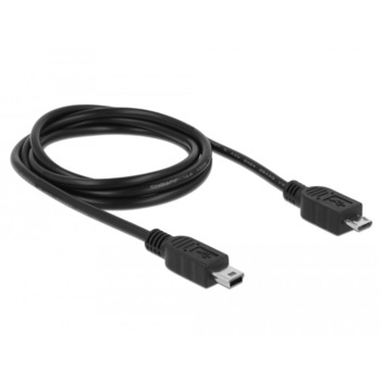 Cablu de date , Delock, micro USB 2.0 B tata/ mini USB tata , 1 m , negru Cablu de date , Delock, micro USB 2.0 B tata/ mini USB tata , 1 m , negru