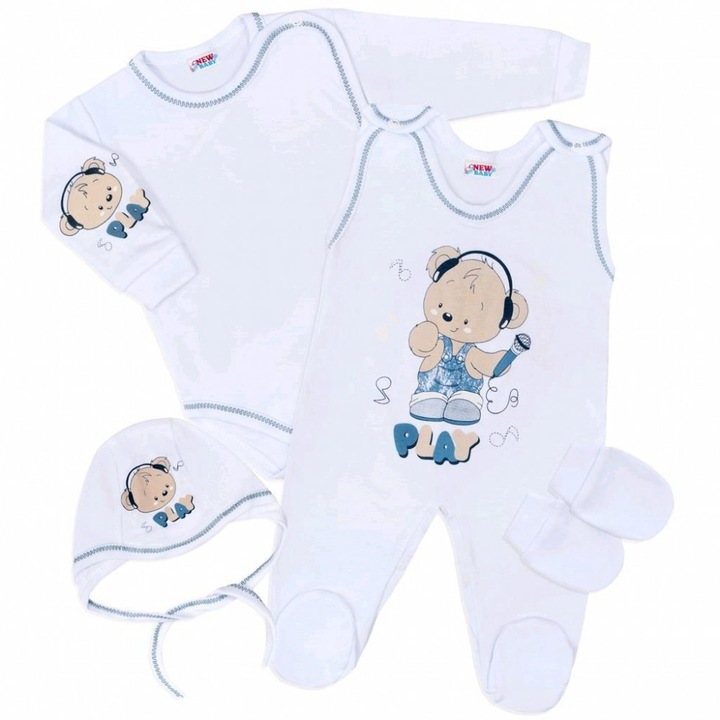 Set pentru bebelusi, New Baby, Bumbac, 98 cm, Alb