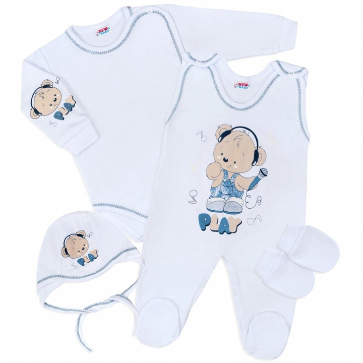 Set pentru bebelusi, New Baby, Bumbac, 98 cm, Alb