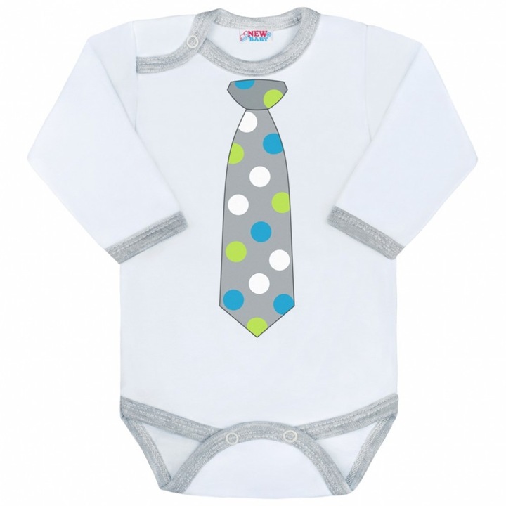 Body pentru copii, New Baby, Marime 98, Alb/Gri