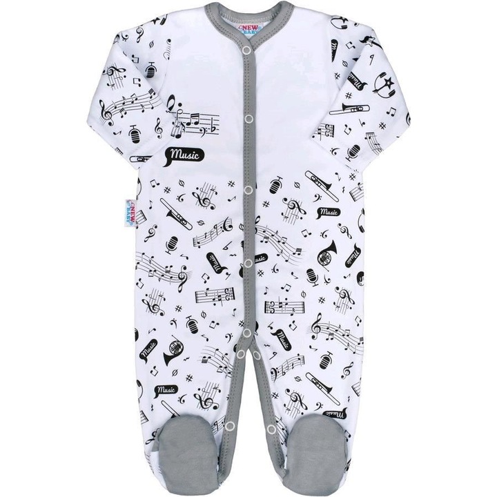 Гащеризон за деца Музика, New Baby, Памук, Бял/Черен, CA32058, 98 CM