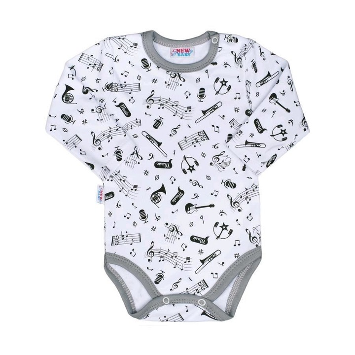 Body copii, New Baby, Bumbac, Alb, Multicolor