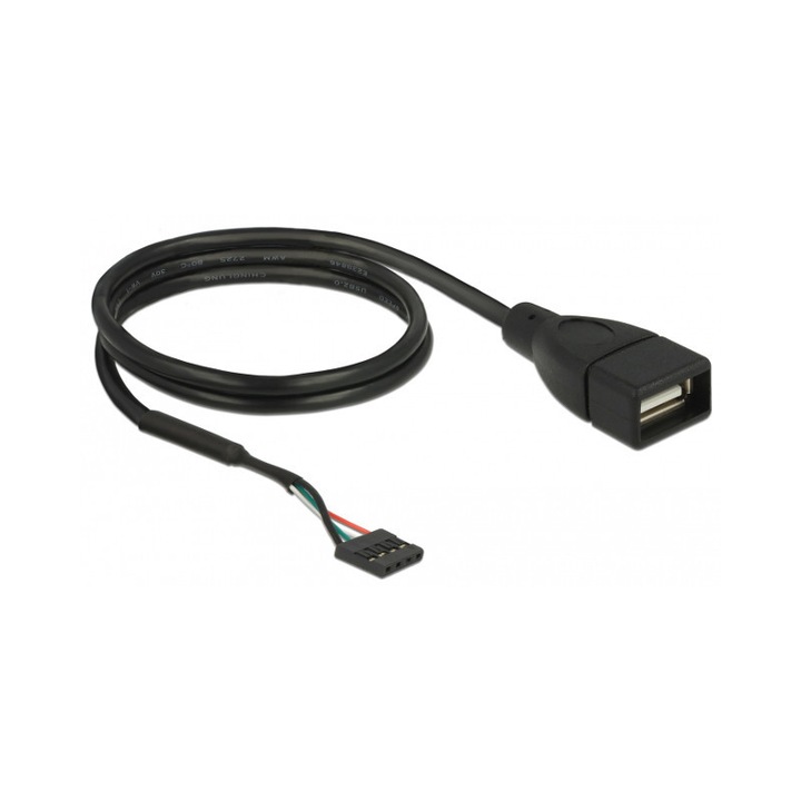 Csatlakozókábel, Delock, USB aljzat 4 PIN-> USB 2.0 aljzat, 0,6 m