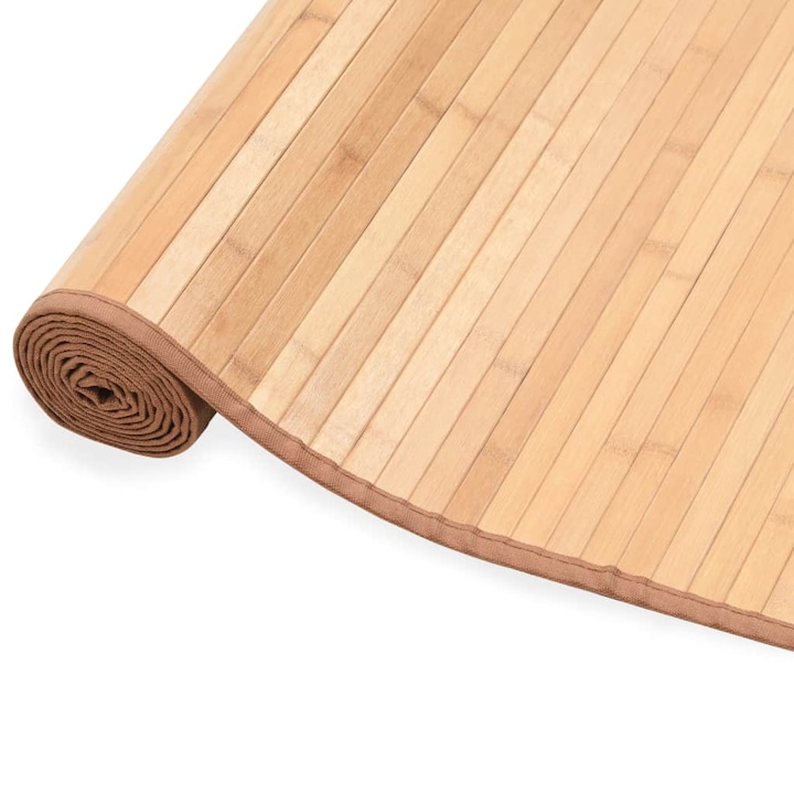 Бамбуков килим vidaXL, кафяв, 150x200 см, с нехлъзгащ гръб