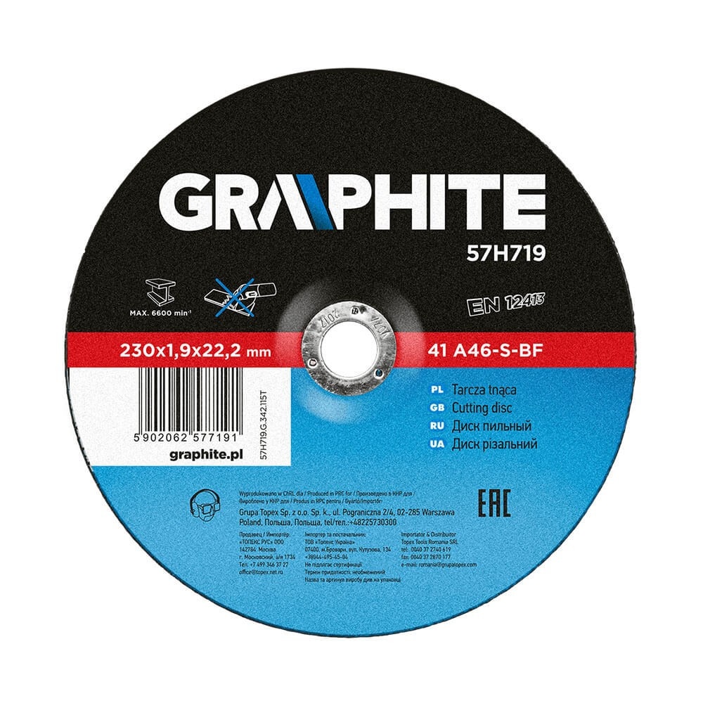 Disc de taiere pentru metal, 230x22 mm, 57H719 Graphite