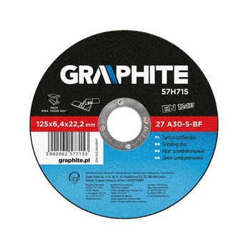 Disc de polizare pentru metal, 125x22 mm, 57H715 Graphite Disc de polizare pentru metal, 125x22 mm, 57H715 Graphite