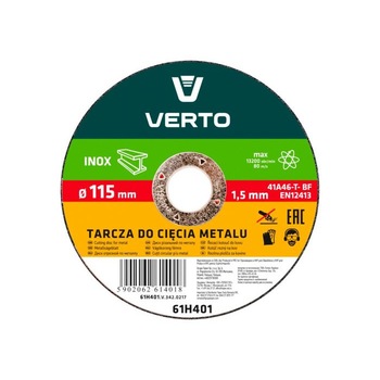 Disc de taiere pentru metal, 115x22.2mm, 61H401, Verto Disc de taiere pentru metal, 115x22.2mm, 61H401, Verto
