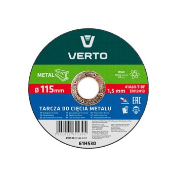Disc de taiere pentru metal, 180x22.2mm, 61H534, Verto Disc de taiere pentru metal, 180x22.2mm, 61H534, Verto