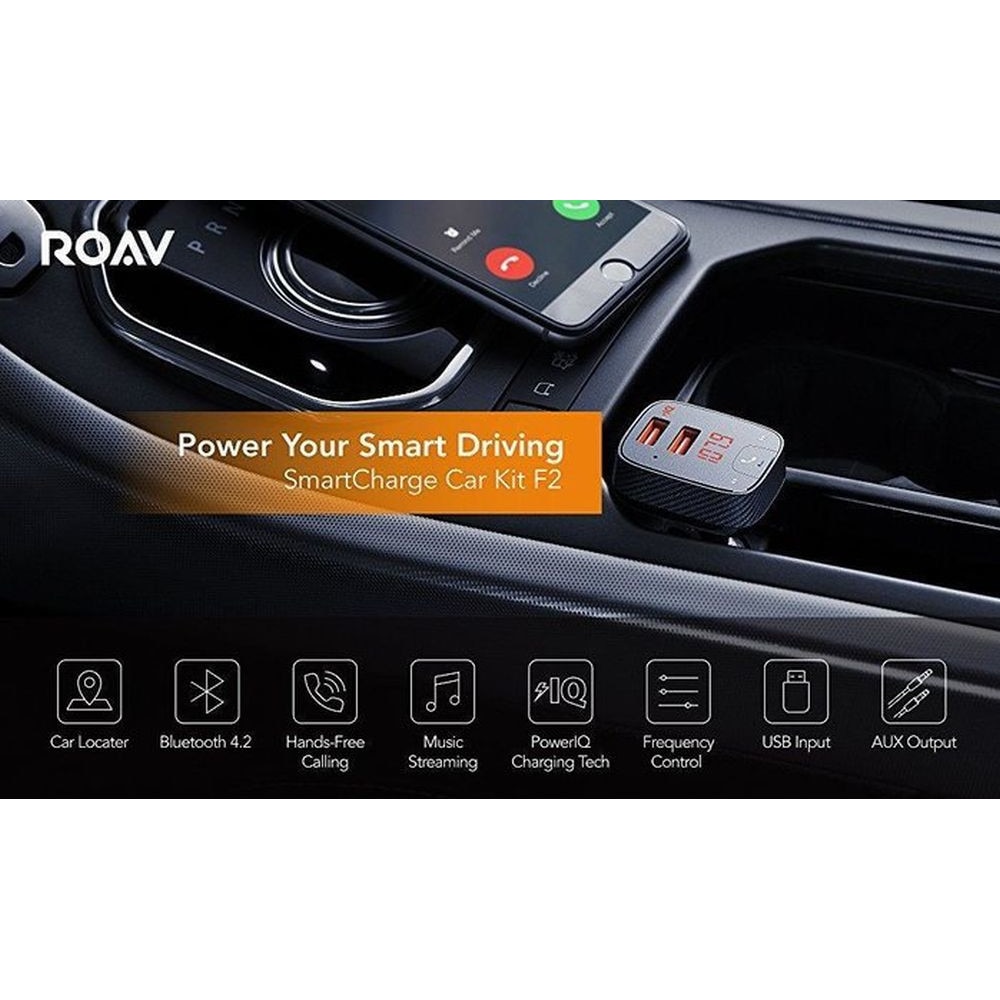 Roav SmartCharge F2 autós töltő, dual USB, FM Bluetooth Carkit