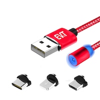 cablu de incarcare evtrend premium magnetic 3 in 1 usb-c micro-usb lightning conectori metalici din aluminiu invelis protector din nylon composit impletit usb usb-c micro-usb lightning 5v 2a 1m led rosu imagen 49_0_
0