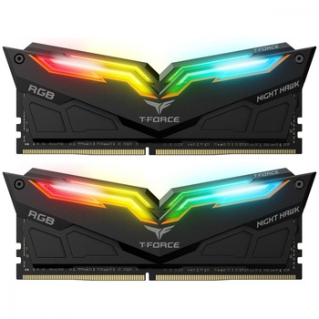 Memorie Team Group T-Force NIGHT HAWK RGB DDR4, 16GB(2x8GB), 3200 mhz, CL16-18-18-38, 1.35V, Negru Memorie Team Group T-Force NIGHT HAWK RGB DDR4, 16GB(2x8GB), 3200 mhz, CL16-18-18-38, 1.35V, Negru