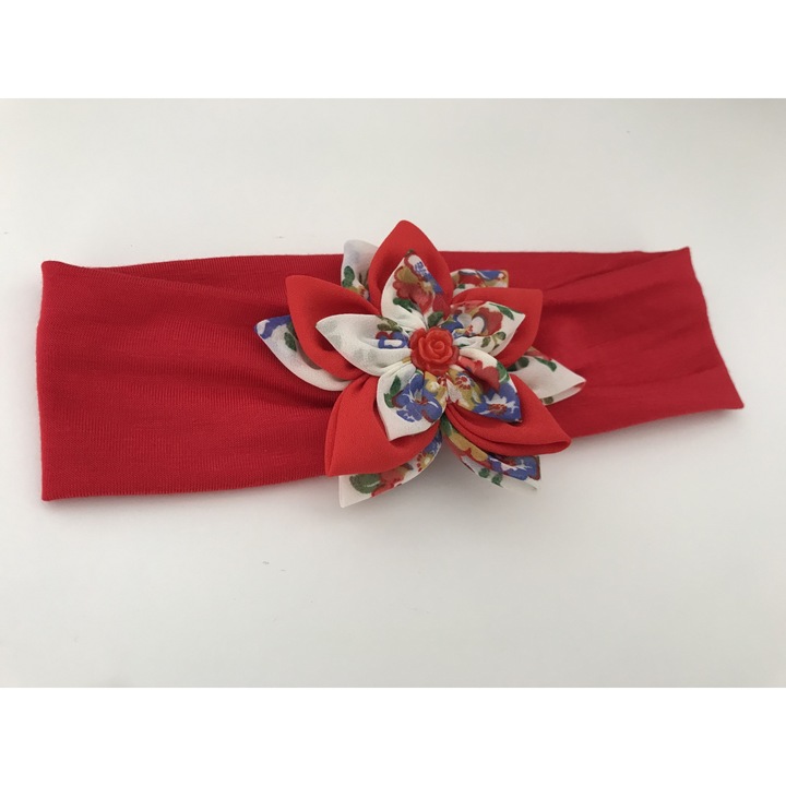 Bentita lata rosie cu floare, Multicolor