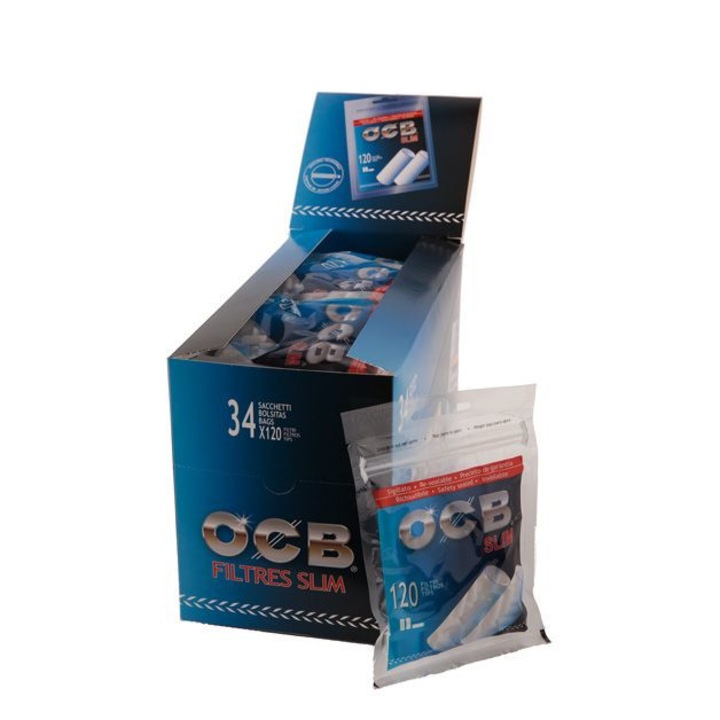 Filtre slim pentru tigarete, OCB, Filtre Slim, 6 mm, 34 buc