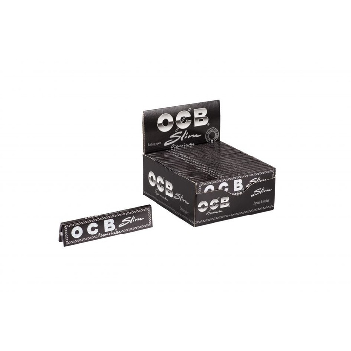 Foite pentru rulat tigarete, OCB, Foite Slim Black, ardere lenta, 110 mm, 50 buc