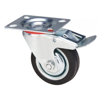 Roata pivotanta cu frana, din cauciuc plin, cu placa, 125mm, 75kg Evotools Roata pivotanta cu frana, din cauciuc plin, cu placa, 125mm, 75kg Evotools