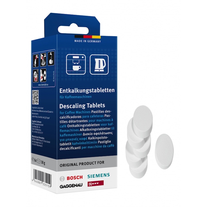 Pachet 6 tablete Bosch pentru decalcifiere, TCZ6002