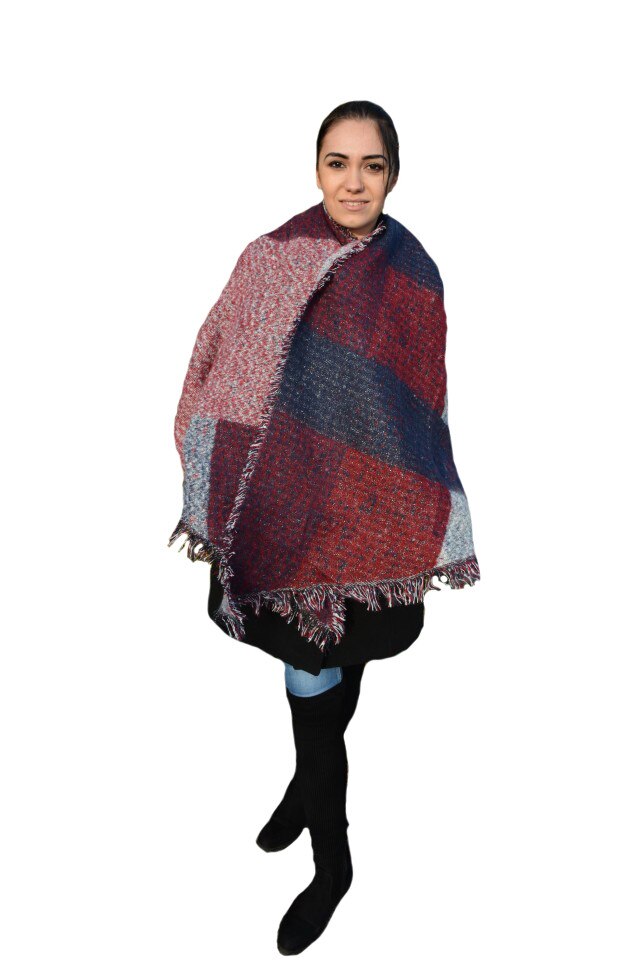 Esarfa deosebita pe bleumarin, cu fir argintiu in tesatura si un design colorat,D&J Exclussive