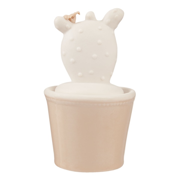 Borcan ceramic decorativ condimente alb bej Cactus Ø 7x11 cm