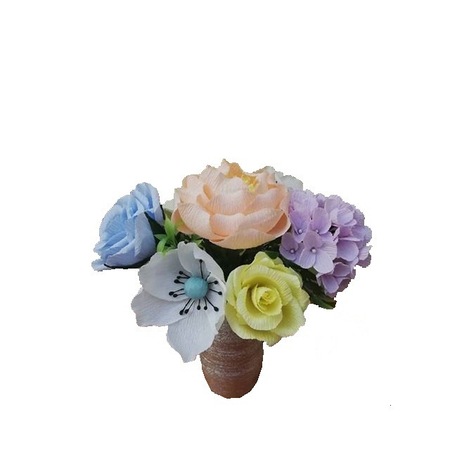 Aranjament Pentru Masa Handmade Cu Flori De Hartie Creponata Katy Orzan Design Vas Ceramica Metalizat 35 Cm Pastel Emag Ro