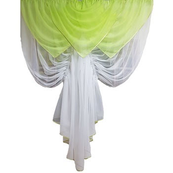 Perdea Decorint confectionata (PB.367), Alb+verde, dimensiuni: latime 3.00 m, inaltime 1.46 m + cadou un prosop de bucatarie Perdea Decorint confectionata (PB.367), Alb+verde, dimensiuni: latime 3.00 m, inaltime 1.46 m + cadou un prosop de bucatarie