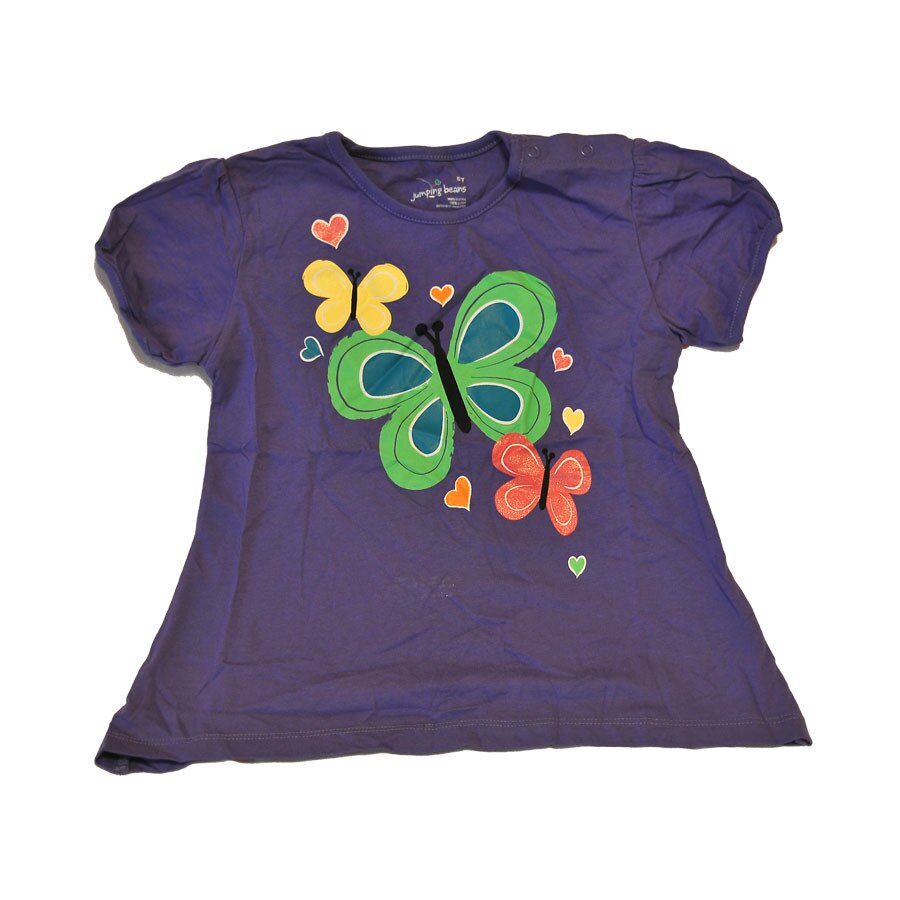 Tricou cu maneca scurta, Jumping Beans, 1 an, mov cu fluturi