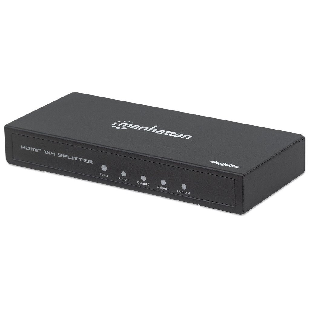 Splitter AV Manhattan, HDMI 2.0, 1xIN, 4xOUT, 4K, Negru