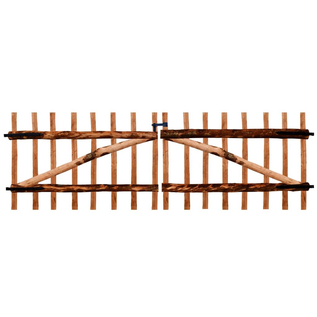 Poarta dubla pentru gard, vidaXL, Lemn de alun, 300 x 100 cm, Maro