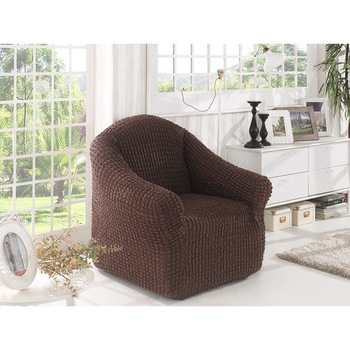 Husa de fotoliu din bumbac elasticizat, fara volane , culoare Maro inchis Husa de fotoliu din bumbac elasticizat, fara volane , culoare Maro inchis