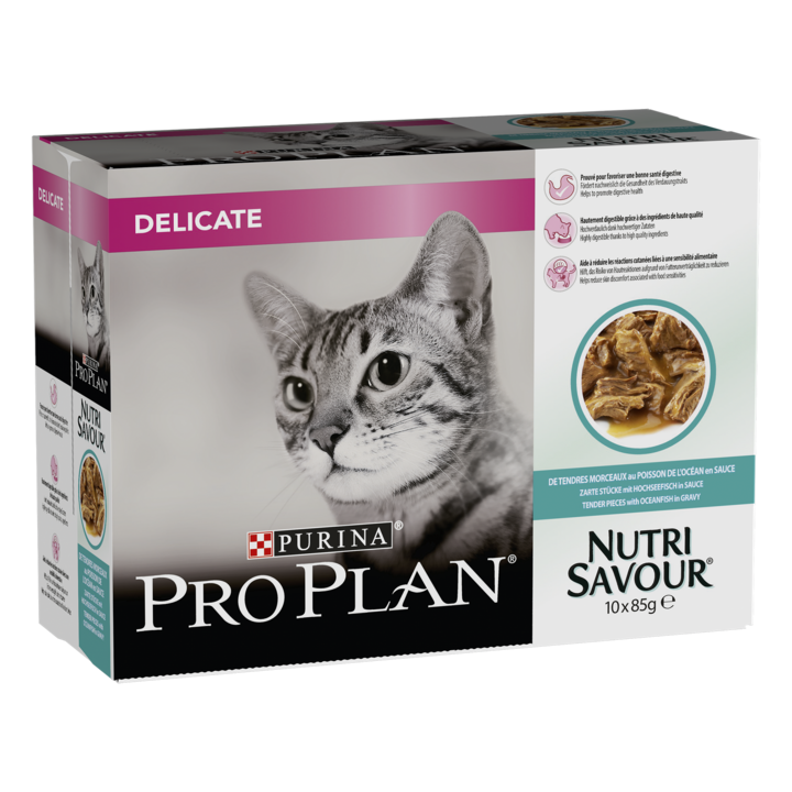 Hrana umeda pentru pisici Pro Plan Nutrisavour, Peste Oceanic, 10x85g