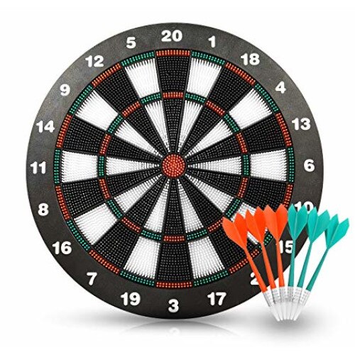 Joc de dartz , pentru activitati in familie , placa de joc numerotata 29 cm si patru sageti de aruncare