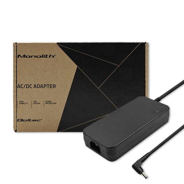 Adaptor Incarcator Sursa Alimentare Laptop Gaming Qoltec pentru Asus 180W, 19.5V, 9.23A, Conector 5.5x2.5mm, Inalta Performanta, Negru, Cu Cablu de Alimentare Inclus si Protectie Multipla, Nivel VI Eficienta Energetica