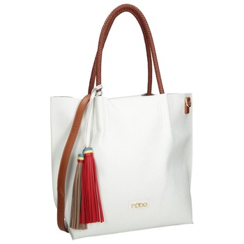 Geanta Nobo alba cu ciucuri Geanta Nobo alba cu ciucuri