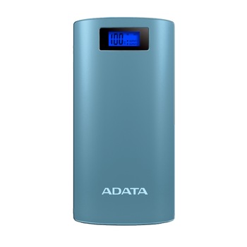 Acumulator extern ADATA P20000D, 2xUSB, LED, 20000mAh, Blue Acumulator extern ADATA P20000D, 2xUSB, LED, 20000mAh, Blue