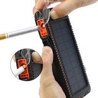 Baterie externa solara portabila 15000mAh, 2 USB, Lanterna Dubla, Bricheta