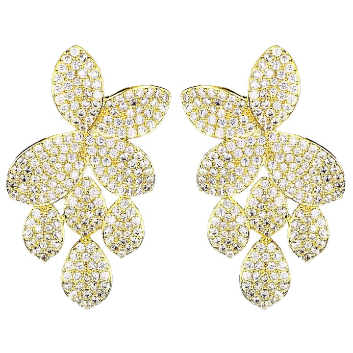 Cercei placati cu Aur 18K si Diamante, Ophelia