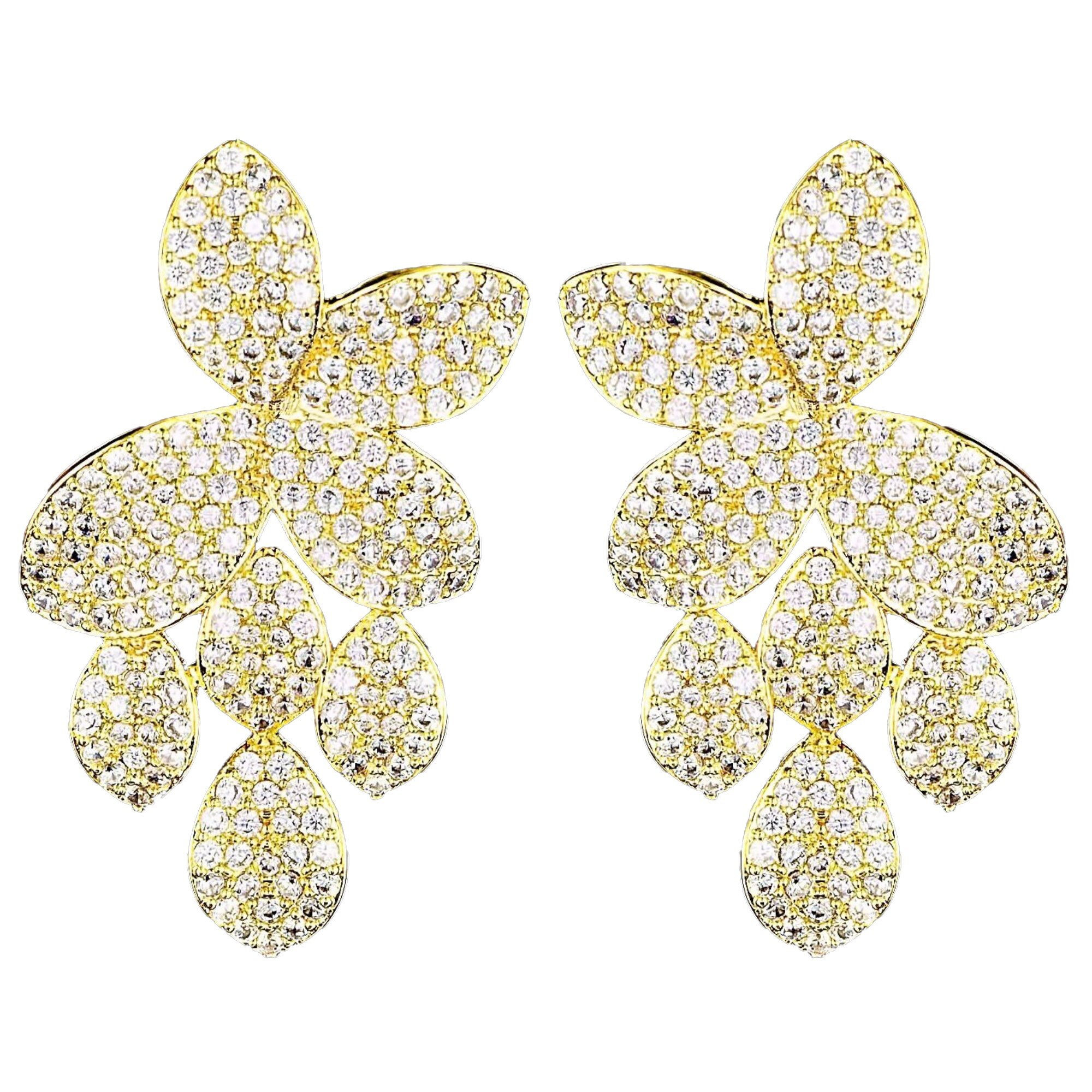Cercei placati cu Aur 18K si Diamante, Ophelia