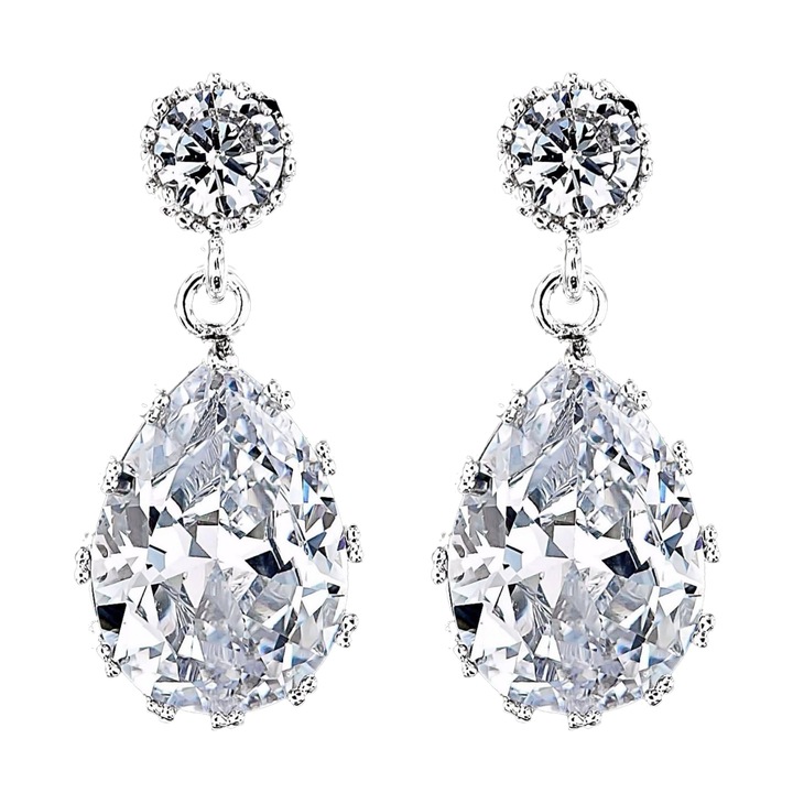 Cercei placati cu Aur 18K si Diamante, Veronica