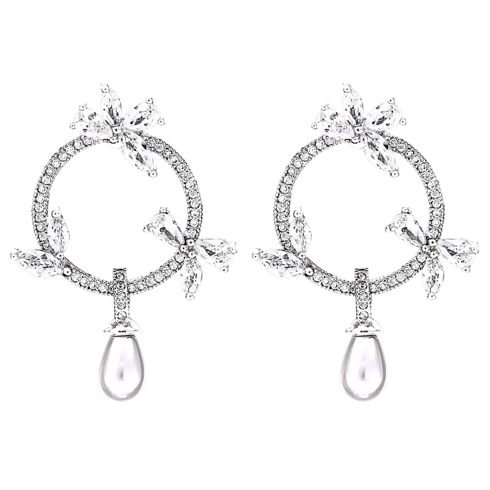 Cercei placati cu Aur 18K, Perle si Diamante, Yoko